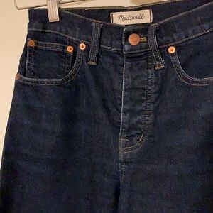 Madewell Ultra Dark Wash Wide Leg Cropped Denim